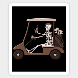 Skeleton Golfer Holding A Beer in Golf Cart Magnet